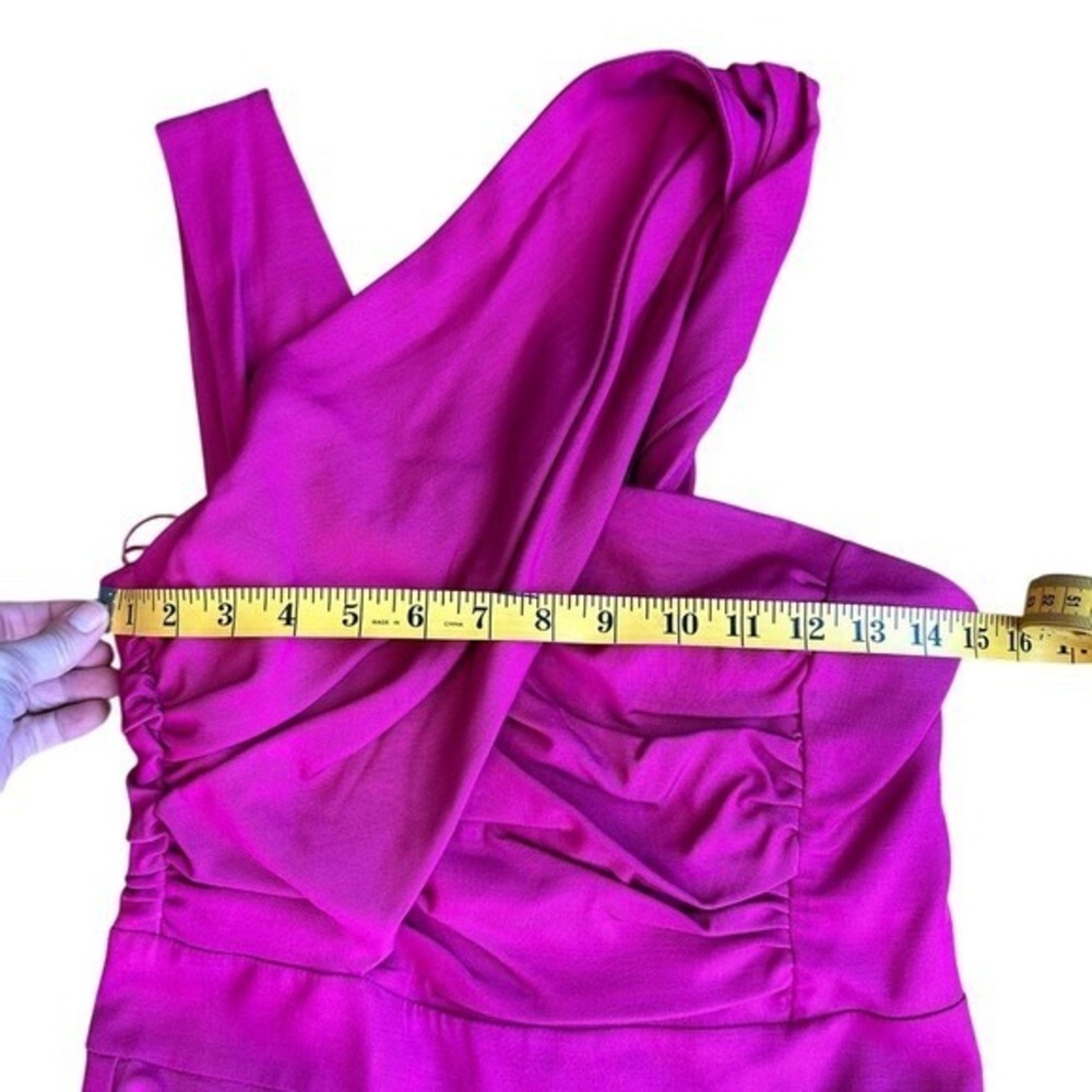 REISS Magenta Pink Ruched One-Shoulder Cocktail Dress Size 6 - Picture 6 of 7